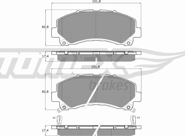 TOMEX brakes TX 19-00 - Bremžu uzliku kompl., Disku bremzes www.autospares.lv