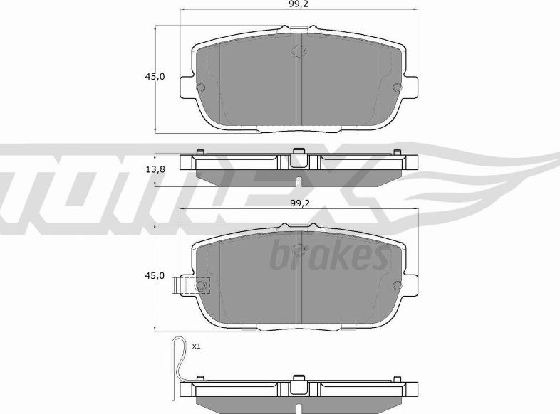 TOMEX brakes TX 19-03 - Bremžu uzliku kompl., Disku bremzes www.autospares.lv