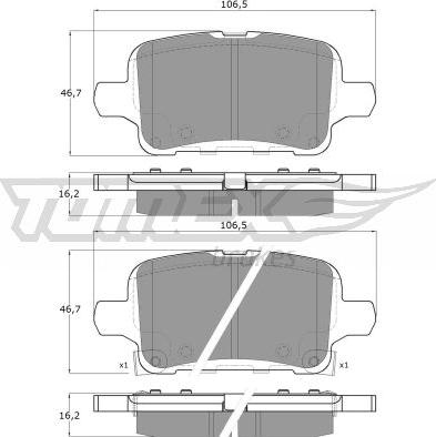 TOMEX brakes TX 19-11 - Bremžu uzliku kompl., Disku bremzes www.autospares.lv