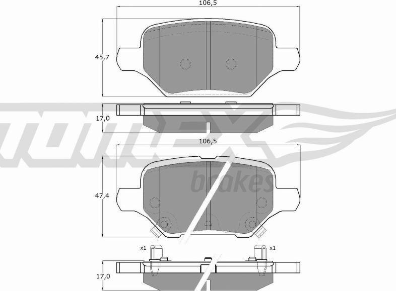 TOMEX brakes TX 19-80 - Bremžu uzliku kompl., Disku bremzes www.autospares.lv