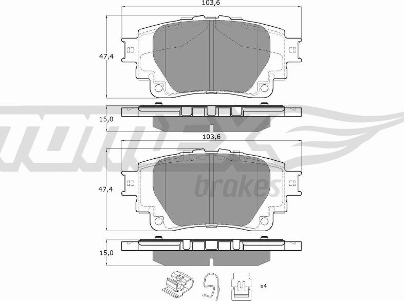 TOMEX brakes TX 19-81 - Bremžu uzliku kompl., Disku bremzes www.autospares.lv