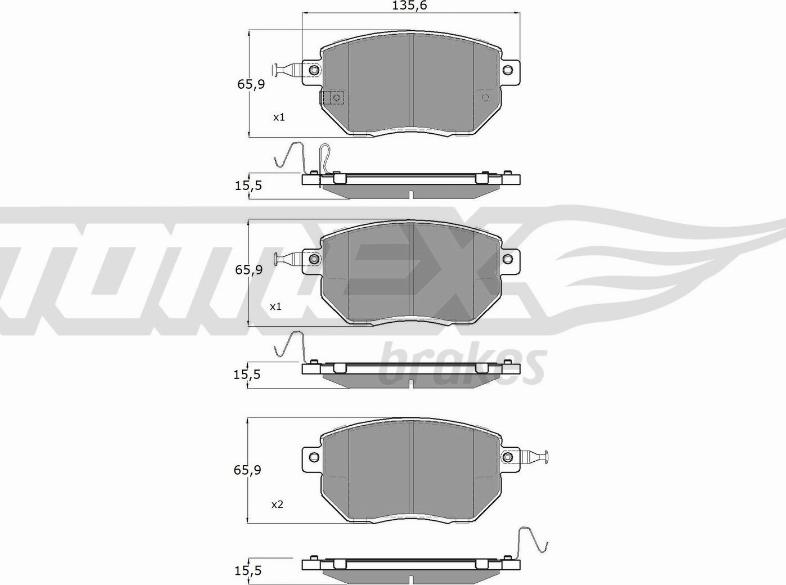 TOMEX brakes TX 19-39 - Brake Pad Set, disc brake www.autospares.lv