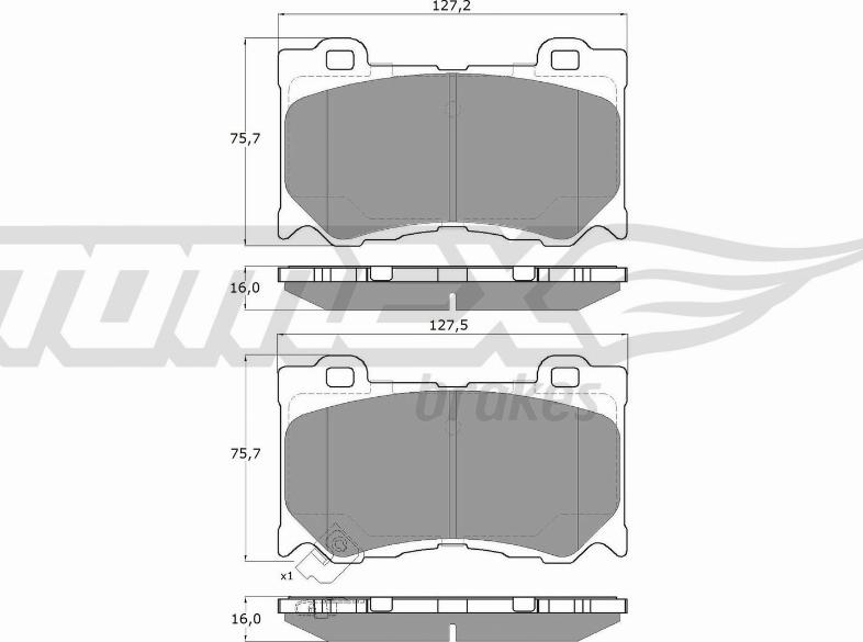 TOMEX brakes TX 19-38 - Bremžu uzliku kompl., Disku bremzes www.autospares.lv