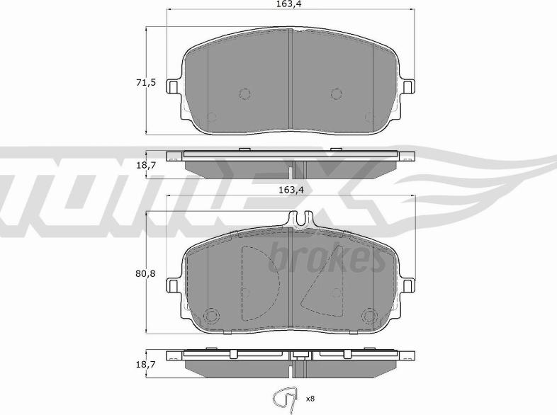 TOMEX brakes TX 19-71 - Bremžu uzliku kompl., Disku bremzes www.autospares.lv