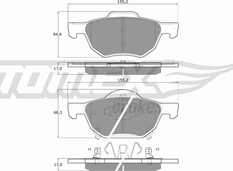 TOMEX brakes TX 14-50 - Bremžu uzliku kompl., Disku bremzes www.autospares.lv