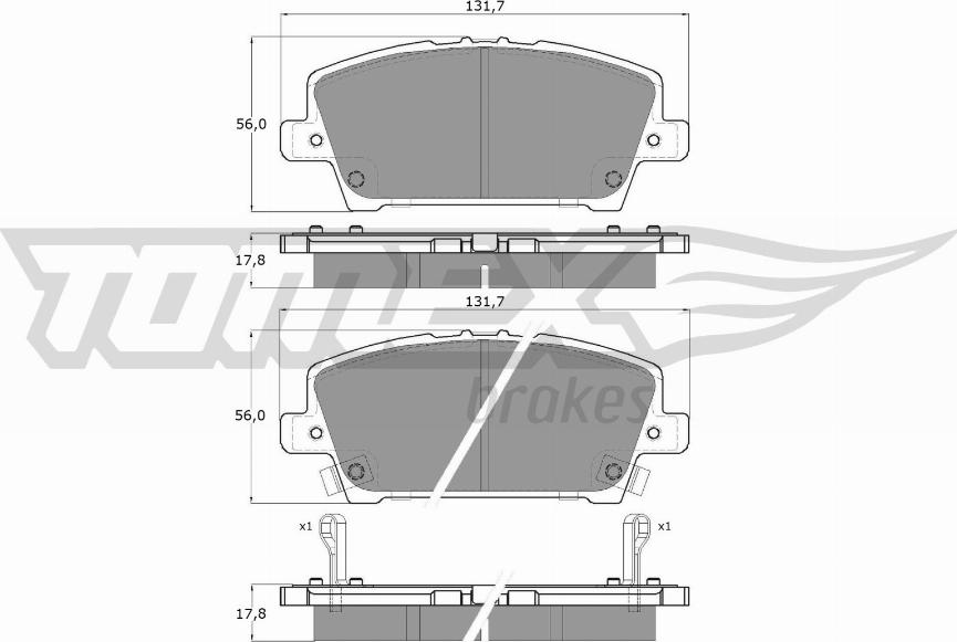 TOMEX brakes TX 14-52 - Brake Pad Set, disc brake www.autospares.lv