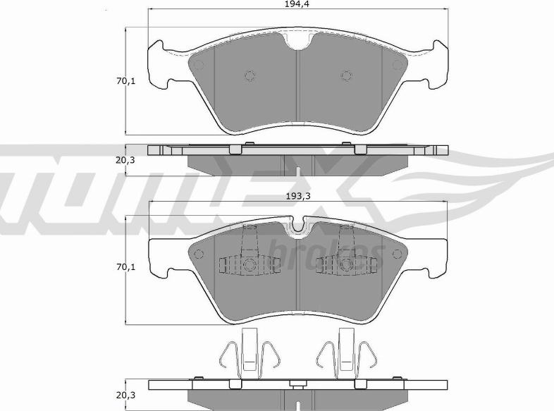 TOMEX brakes TX 14-57 - Bremžu uzliku kompl., Disku bremzes www.autospares.lv