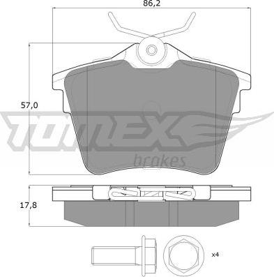 TOMEX brakes TX 14-69 - Bremžu uzliku kompl., Disku bremzes www.autospares.lv