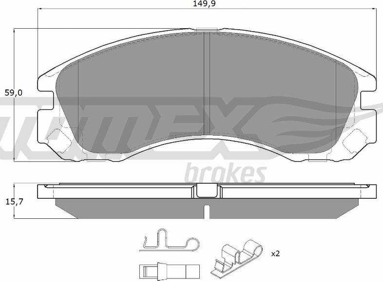 TOMEX brakes TX 14-60 - Brake Pad Set, disc brake www.autospares.lv