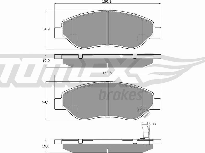 TOMEX brakes TX 14-61 - Bremžu uzliku kompl., Disku bremzes autospares.lv