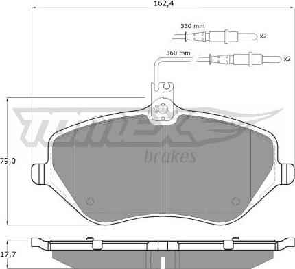 TOMEX brakes TX 14-68 - Bremžu uzliku kompl., Disku bremzes www.autospares.lv