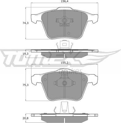 TOMEX brakes TX 14-06 - Тормозные колодки, дисковые, комплект www.autospares.lv