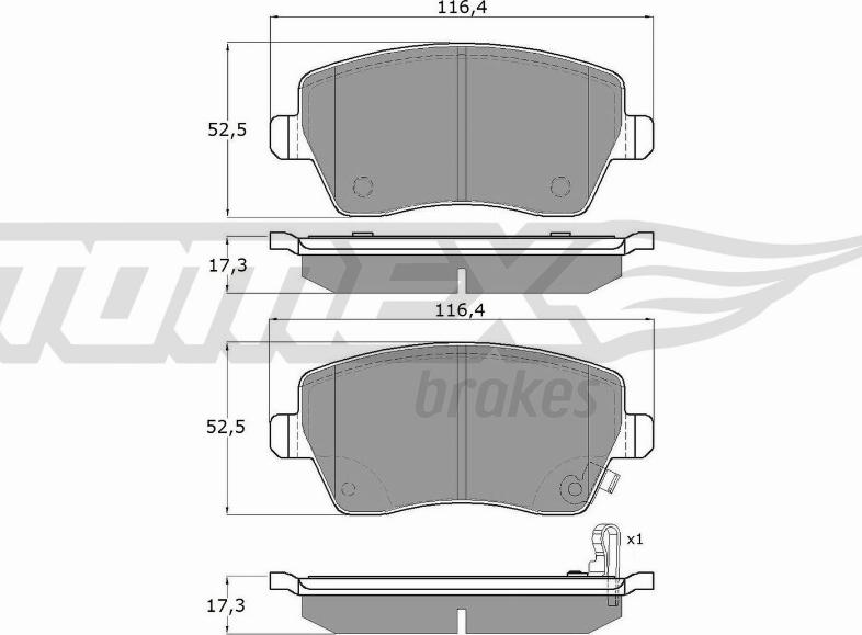 TOMEX brakes TX 14-162 - Bremžu uzliku kompl., Disku bremzes www.autospares.lv