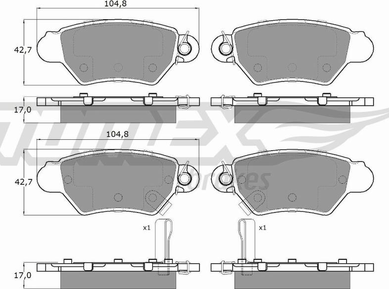 TOMEX brakes TX 14-12 - Тормозные колодки, дисковые, комплект www.autospares.lv