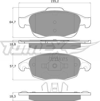 TOMEX brakes TX 14-84 - Bremžu uzliku kompl., Disku bremzes www.autospares.lv