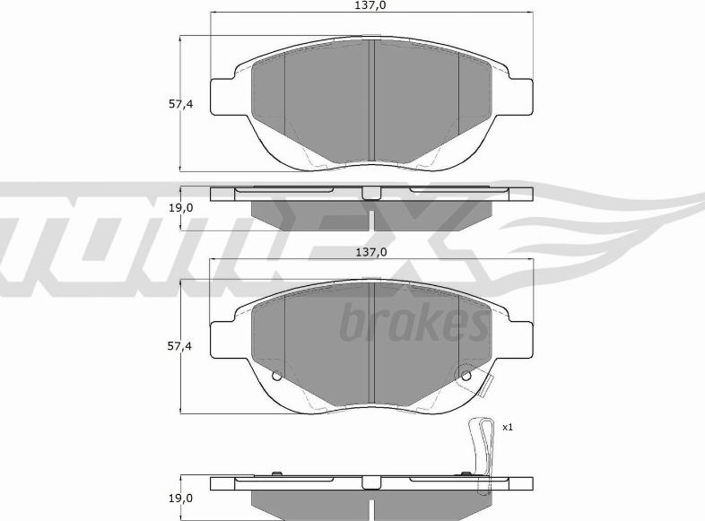 TOMEX brakes TX 14-86 - Bremžu uzliku kompl., Disku bremzes autospares.lv