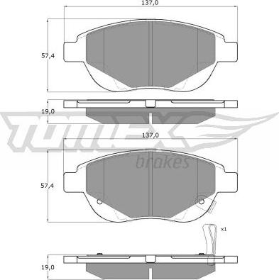 TOMEX brakes TX 14-86 - Bremžu uzliku kompl., Disku bremzes autospares.lv