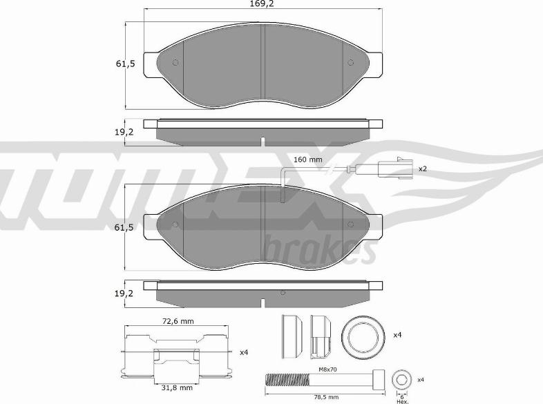 TOMEX brakes TX 14-391 - Bremžu uzliku kompl., Disku bremzes www.autospares.lv