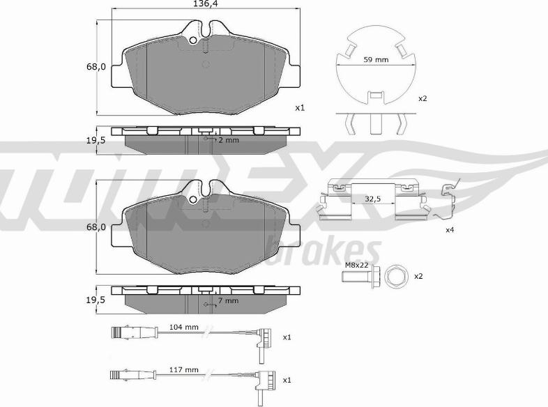 TOMEX brakes TX 14-29 - Тормозные колодки, дисковые, комплект www.autospares.lv