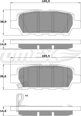 TOMEX brakes TX 14-21 - Bremžu uzliku kompl., Disku bremzes www.autospares.lv