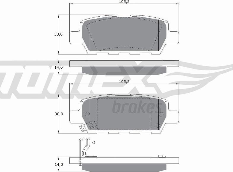 TOMEX brakes TX 14-21 - Brake Pad Set, disc brake www.autospares.lv