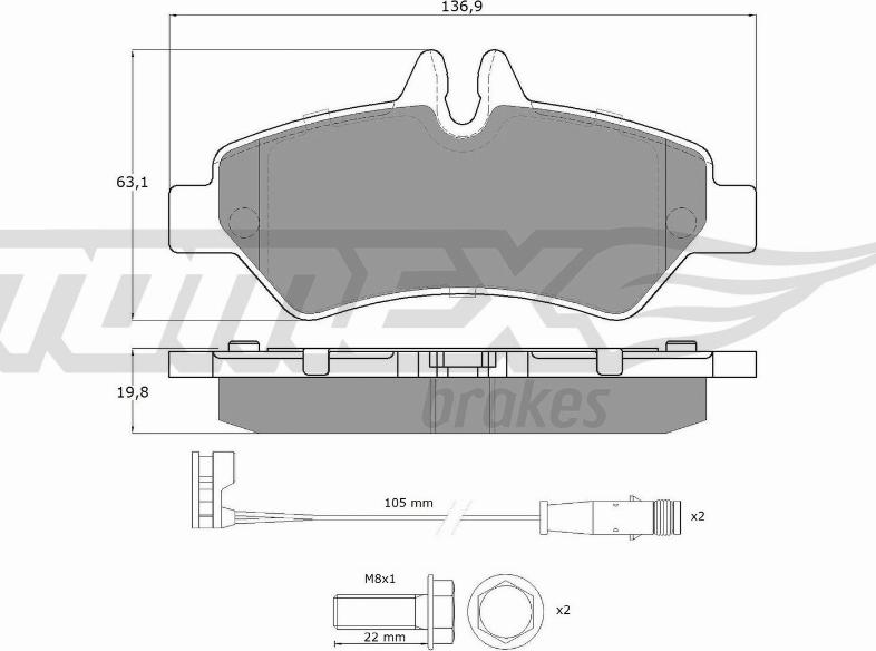 TOMEX brakes TX 14-27 - Bremžu uzliku kompl., Disku bremzes www.autospares.lv