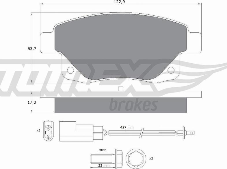 TOMEX brakes TX 14-75 - Bremžu uzliku kompl., Disku bremzes www.autospares.lv