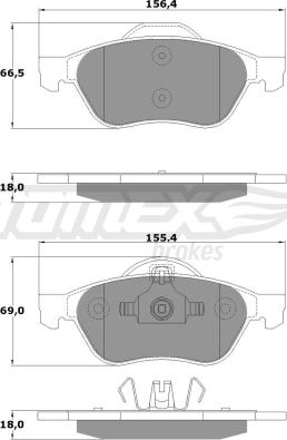 TOMEX brakes TX 14-71 - Тормозные колодки, дисковые, комплект www.autospares.lv