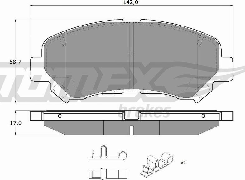 TOMEX brakes TX 15-97 - Brake Pad Set, disc brake www.autospares.lv