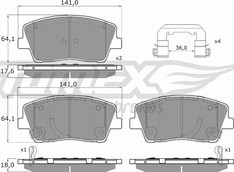 TOMEX brakes TX 15-42 - Brake Pad Set, disc brake www.autospares.lv