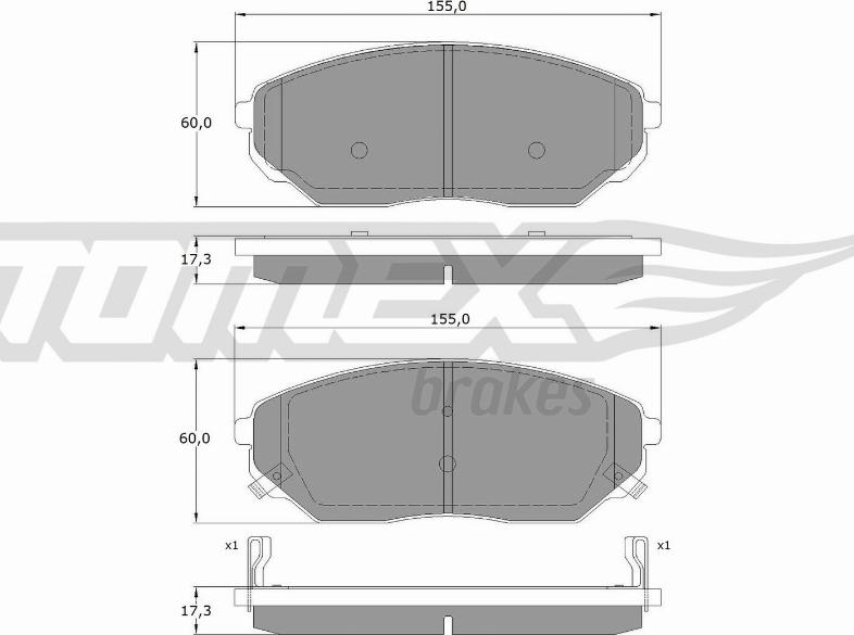 TOMEX brakes TX 15-53 - Bremžu uzliku kompl., Disku bremzes www.autospares.lv