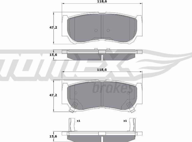 TOMEX brakes TX 15-64 - Brake Pad Set, disc brake www.autospares.lv