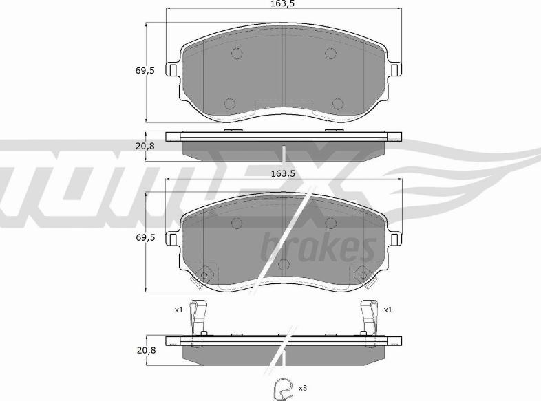 TOMEX brakes TX 15-65 - Bremžu uzliku kompl., Disku bremzes www.autospares.lv