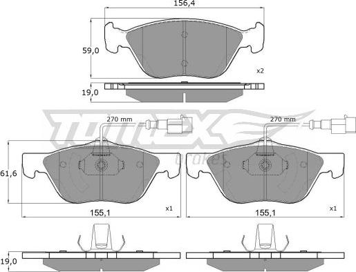 TOMEX brakes TX 15-05 - Bremžu uzliku kompl., Disku bremzes autospares.lv