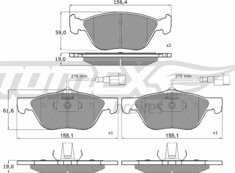 TOMEX brakes TX 15-05 - Brake Pad Set, disc brake www.autospares.lv