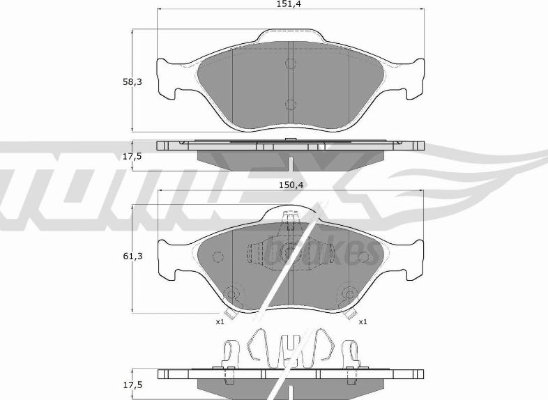 TOMEX brakes TX 15-00 - Brake Pad Set, disc brake www.autospares.lv