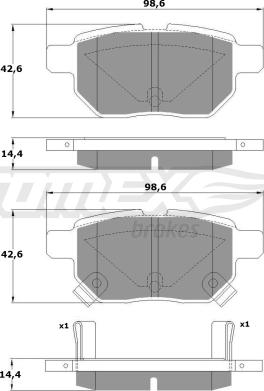 TOMEX brakes TX 15-01 - Тормозные колодки, дисковые, комплект www.autospares.lv