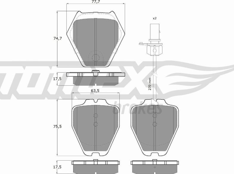 TOMEX brakes TX 15-12 - Bremžu uzliku kompl., Disku bremzes autospares.lv