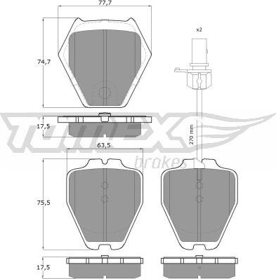 TOMEX brakes TX 15-12 - Bremžu uzliku kompl., Disku bremzes www.autospares.lv