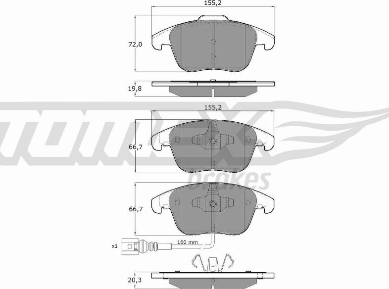 TOMEX brakes TX 15-82 - Brake Pad Set, disc brake www.autospares.lv