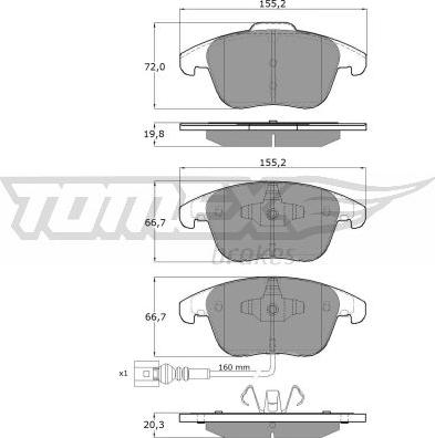 TOMEX brakes TX 15-82 - Тормозные колодки, дисковые, комплект www.autospares.lv