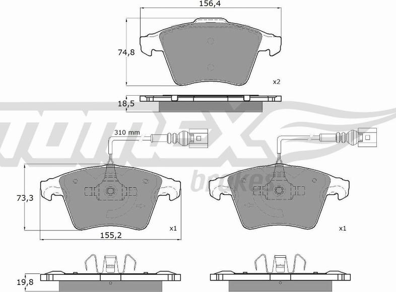 TOMEX brakes TX 15-23 - Bremžu uzliku kompl., Disku bremzes www.autospares.lv