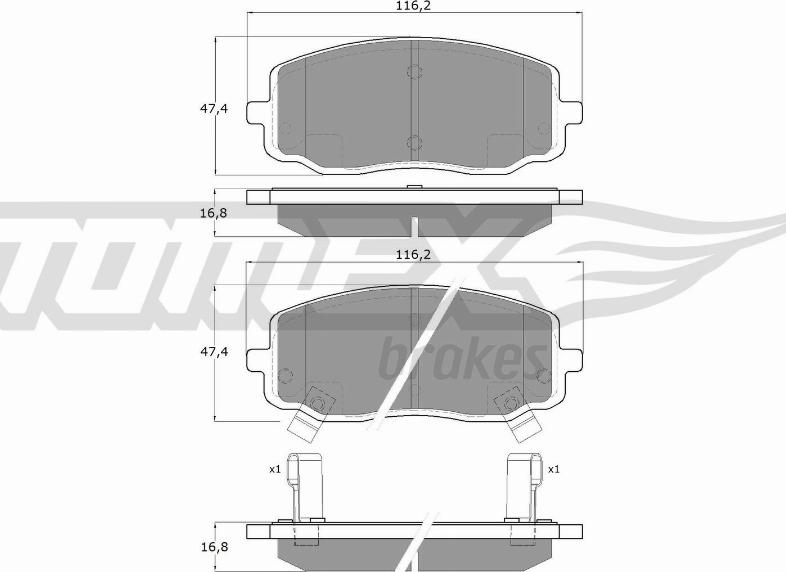 TOMEX brakes TX 15-74 - Bremžu uzliku kompl., Disku bremzes www.autospares.lv