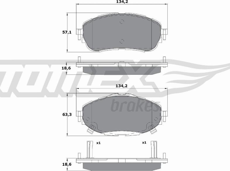 TOMEX brakes TX 16-99 - Bremžu uzliku kompl., Disku bremzes www.autospares.lv