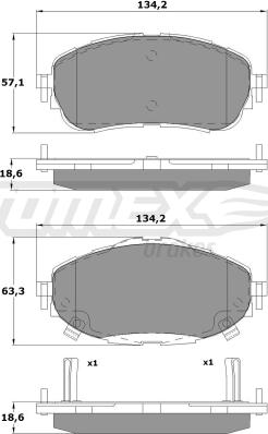 TOMEX brakes TX 16-99 - Bremžu uzliku kompl., Disku bremzes www.autospares.lv