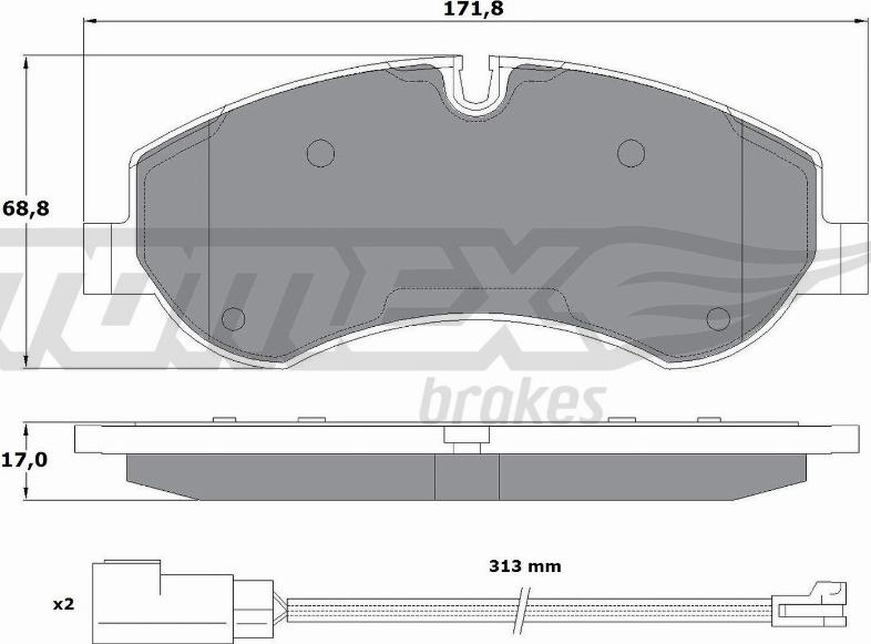 TOMEX brakes TX 16-95 - Bremžu uzliku kompl., Disku bremzes autospares.lv