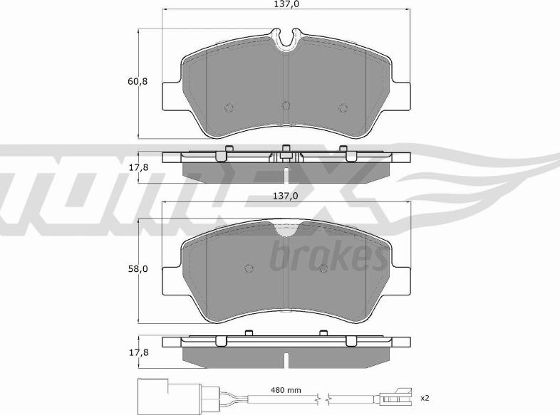 TOMEX brakes TX 16-961 - Bremžu uzliku kompl., Disku bremzes autospares.lv