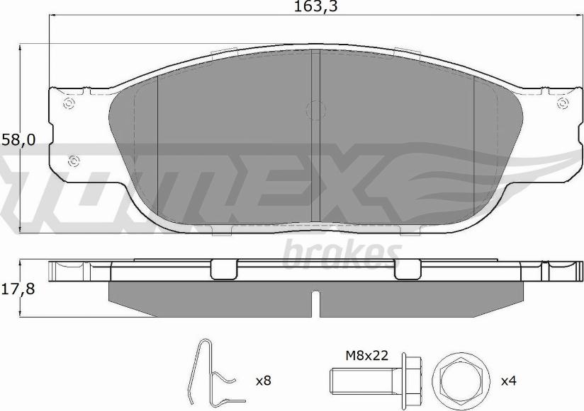 TOMEX brakes TX 16-92 - Bremžu uzliku kompl., Disku bremzes www.autospares.lv