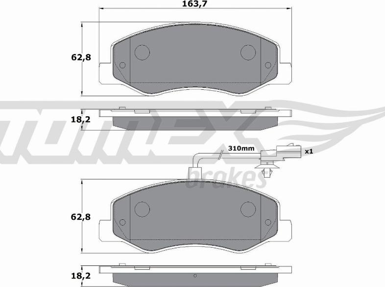 TOMEX brakes TX 16-49 - Bremžu uzliku kompl., Disku bremzes autospares.lv