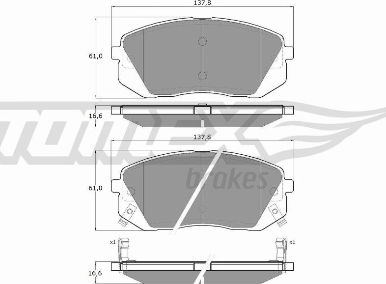 TOMEX brakes TX 16-44 - Bremžu uzliku kompl., Disku bremzes www.autospares.lv